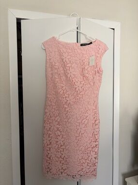Ralph Lauren Pale Pink Floral Lace Dress